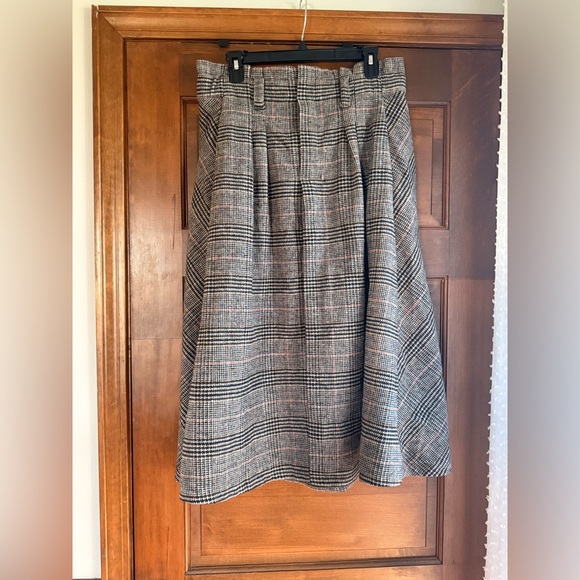 Piombo Midi Length Full Plaid Skirt - Picture 2 of 4